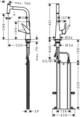 Hansgrohe Spültischmischer 300 Talis Select M51 Ausziehauslauf 1jet sBox, 405 mm, Farbe chrom Bild 8