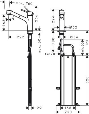 Hansgrohe Spültischmischer 170 Talis M52 Ausziehbrause 2jet sBox, 224 mm, Farbe chrom Bild 30