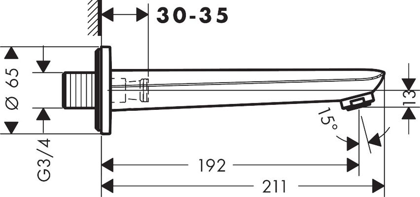 Hansgrohe Wanneneinlauf Novus, 192 mm, Farbe chrom Bild 4