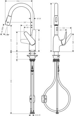 Hansgrohe Spültischmischer 220 Focus M42 Ausziehbrause 2jet, 400 mm, Farbe chrom Bild 11