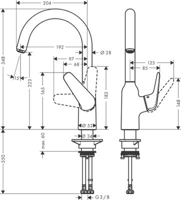 Hansgrohe Spültischmischer 220 Focus M42 1jet edelstahl-optik, 348 mm, Farbe silber Bild 5