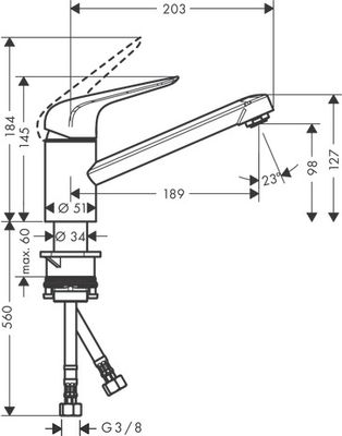 Hansgrohe Spültischmischer 100 Focus M42 1jet, 145 mm, Farbe chrom Bild 6