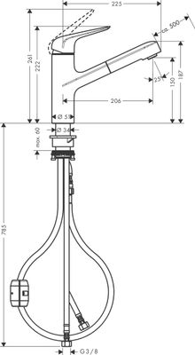 Hansgrohe Spültischmischer 150 Focus M42 Eco Ausziehauslauf 1jet, Farbe chrom Bild 3