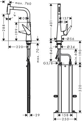Hansgrohe Spültischmischer 300 Talis Select M51 Ausziehbrause 2jet sBox, 405 mm, Farbe chrom Bild 10