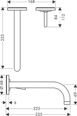 Hansgrohe Fertigmontageset Uno2 verchromt für WT-Einhebelmischer Ausl, 225 mm, Farbe chrom Bild 3