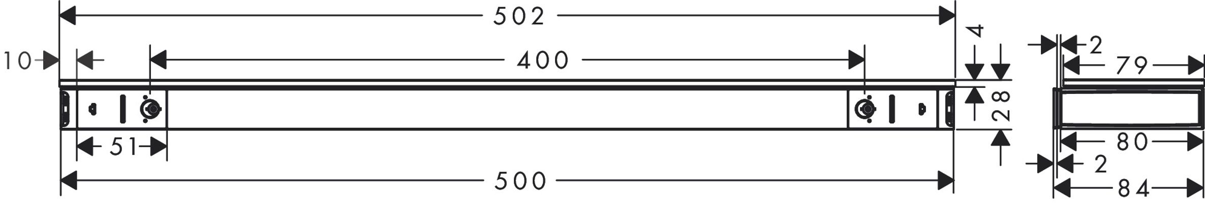 Hansgrohe Ablage 500 Rainfinity matt, 28 x 502 x 84 mm, Farbe weiß Bild 7