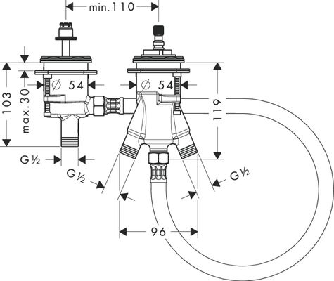 Hansgrohe Grundset Wannenrandthermostat, für externen Auslauf Bild 4