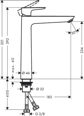 Hansgrohe Einhebel-Waschtischmischer hoch, ComfortZone 240, ohne Ablaufgarnitur, Ausladung 183 mm, 292 x 183 mm, Farbe chrom Bild 16