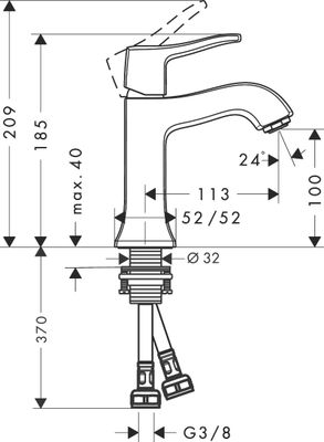 Hansgrohe Waschtischmischer Metris, ohne Ablaufgarnitur chrom, Farbe grau Bild 2