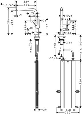 Hansgrohe Spültischmischer 270 Talis M54 Ausziehauslauf 1jet sBox matt, 296 mm, Farbe schwarz Bild 5