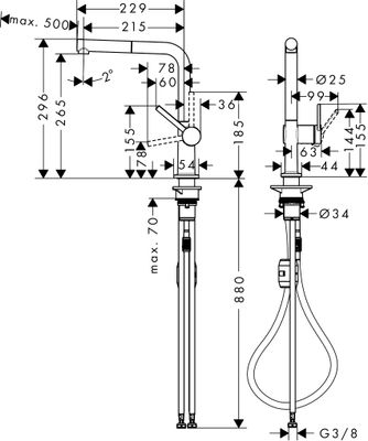 Hansgrohe Spültischmischer 270 Talis M54 Ausziehauslauf 1jet BBC, Farbe black chrome Bild 4