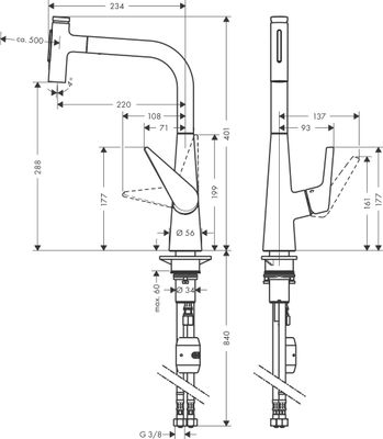 Hansgrohe Spültischmischer 300 Talis Select M51 Ausziehbrause 2jet, 405 mm, Farbe chrom Bild 3