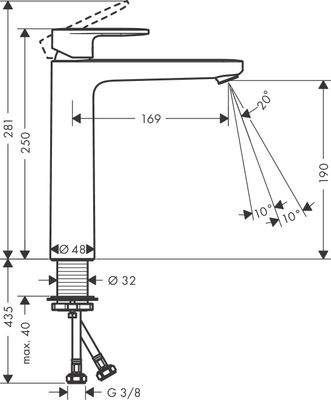 Hansgrohe Einhebel-Waschtischmischer 190, ohne Ablaufgarnitur, Farbe schwarz Bild 3