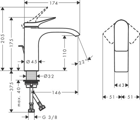 Hansgrohe Einhebel-Waschtischmischer 110, mit Ablaufgarnitur, Farbe schwarz Bild 13