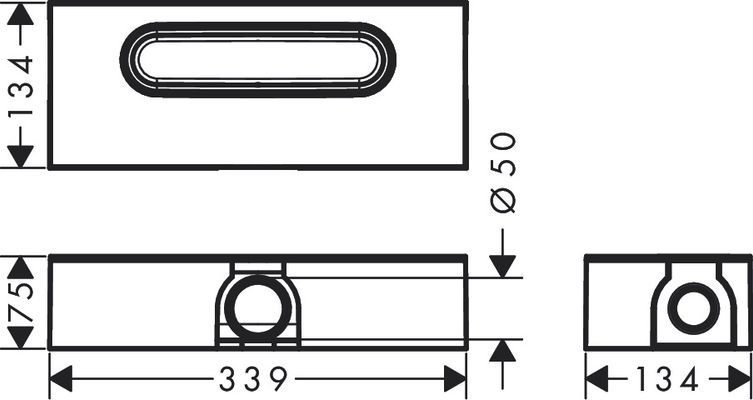 Hansgrohe GK Duschrinnen AXOR uBox universal Ablaufgehaeuse, für Standardinstallation, 87 x 343 x 139 mm Bild 3