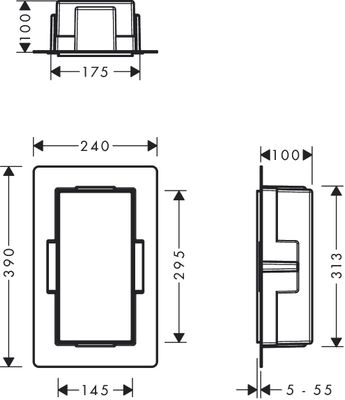 Hansgrohe Wandnische XtraStoris Minimalistic rahmenlos 300 x 150 x 100 mm MSW, 390 x 240 mm Bild 62