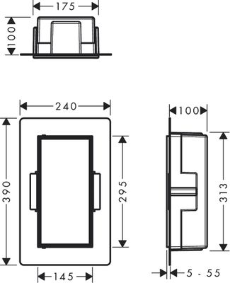 Hansgrohe XtraStoris Rock Wandnische, mit befliesb.Tür 300 x 150 x 100 mm MW, 390 x 240 mm, Farbe weiß Bild 3