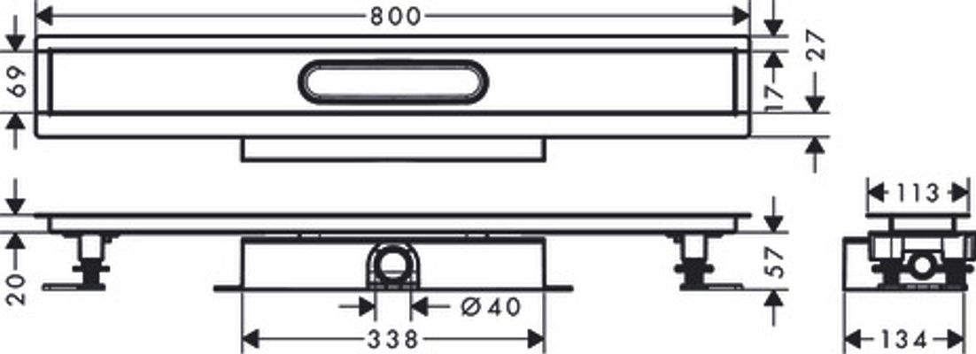 Hansgrohe Komplettset uBox universal, für flache Installat.800 mm, für DR FS, 77 x 800 x 139 mm Bild 3