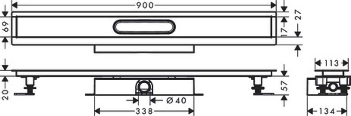 Hansgrohe Komplettset uBox universal, für flache Installat.900 mm, für DR FS, 77 x 900 x 139 mm Bild 3