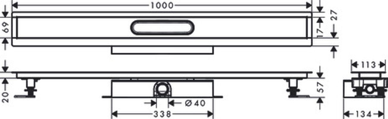 Hansgrohe Komplettset uBox universal, für flache Installat.1000 mm, für DR FS, 77 x 1000 x 139 mm Bild 3