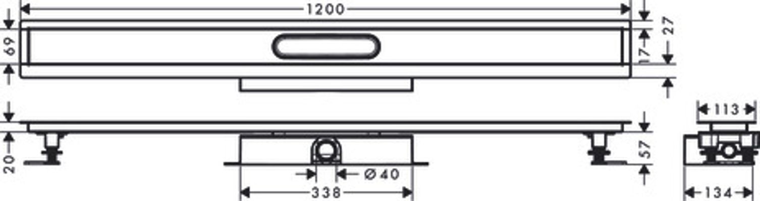 Hansgrohe Komplettset uBox universal, für flache Installat.1200 mm, für DR FS, 77 x 1200 x 139 mm Bild 3