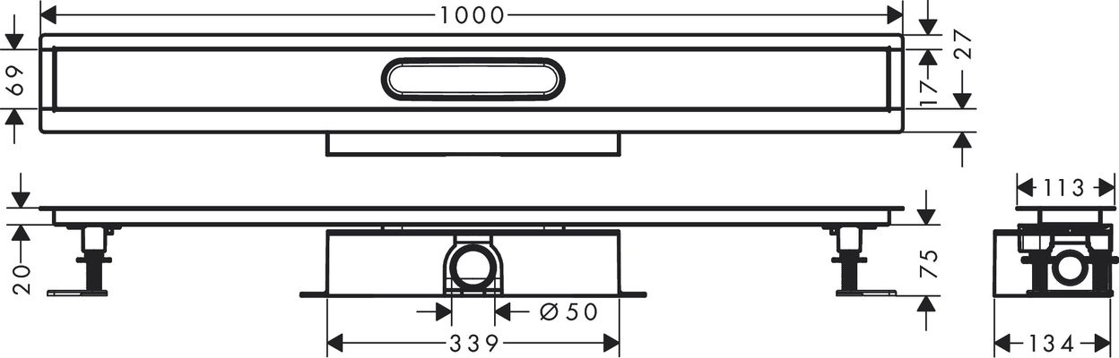 Hansgrohe Komplettset uBox universal, für Standardinstall.1000 mm, für DR FS, 95 x 1000 x 139 mm Bild 2