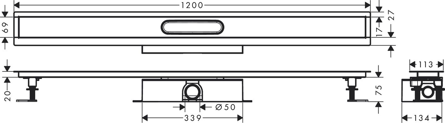 Hansgrohe Komplettset uBox universal, für Standardinstall.1200 mm, für DR FS, 95 x 1200 x 139 mm Bild 3