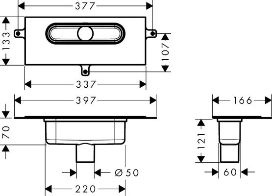 Hansgrohe uBox Grundkörper universal für Duschrinne Ablaufgehaeuse, für vertikale Installation, 142 x 397 x 166 mm Bild 4