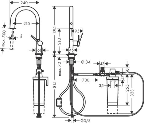 Hansgrohe FilterSystem 210 Aqittura M91 Ausziehausl.1jet Starter Set, Farbe silberfarben Bild 14