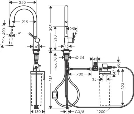 Hansgrohe FilterSystem 210 Aqittura M91 Ausziehausl.1jet mattschwarz Bild 26