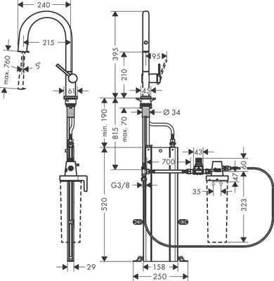 Hansgrohe FilterSystem 210 Aqittura M91 Ausziehauslauf 1jet sBox, Farbe silberfarben Bild 4