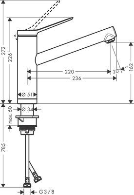 Hansgrohe Spültischmischer 160 M33 Vorfenstermontage, 1jet, Farbe chrom Bild 4