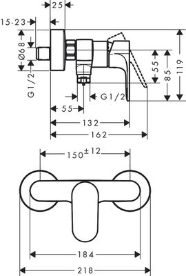 Hansgrohe Einhebel-AP-Brausemischer, Farbe chrom Bild 9