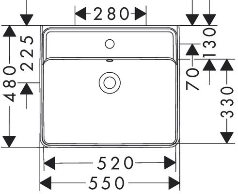 Hansgrohe Aufsatzwaschtisch geschli.Xanuia Q 550 x 480 mm mit Hahnloch / Überlauf weiss, 170 x 480 mm, Farbe weiß Bild 8