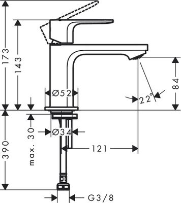 Hansgrohe Standventil 80 Rebris E, ohne Ablaufgarnitur matt, Farbe schwarz Bild 3