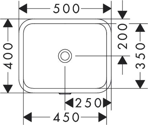 Hansgrohe Unterbauwaschtisch Xuniva Q 450 x 350 mm ohne Hahnl.mit Überlauf SMC weiss, 175 x 350 mm, Farbe weiß Bild 2