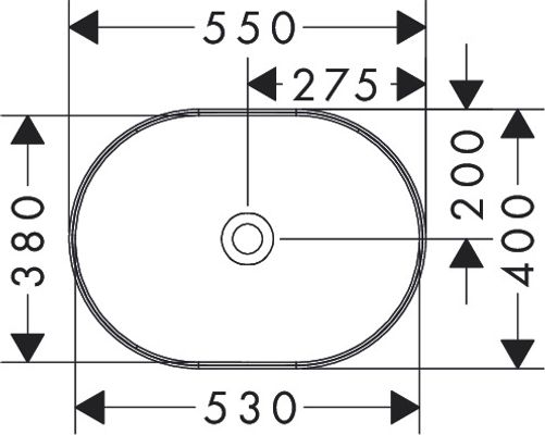 Hansgrohe Aufsatzwaschtisch Xuniva U 550 x 400 mm ohne Hahnloch u.Überlauf weiss, 130 x 400 mm, Farbe weiß Bild 5