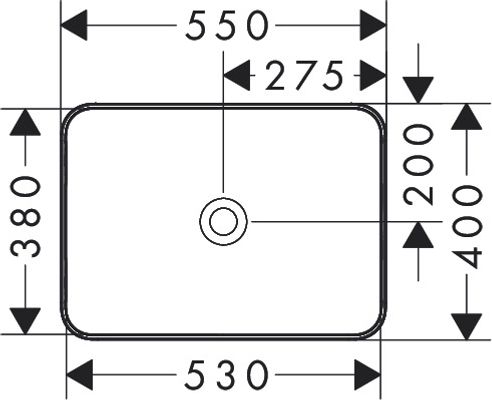 Hansgrohe Aufsatzwaschtisch Xuniva Q 550 x 400 mm ohne Hahnloch u.Überlauf SMC weiss, 130 x 400 mm, Farbe weiß Bild 19