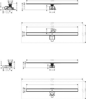 Hansgrohe Komplettset RainDrain Allround 1200 mm für Stand./flache Installation BST, 105 x 1200 x 69 mm Bild 12