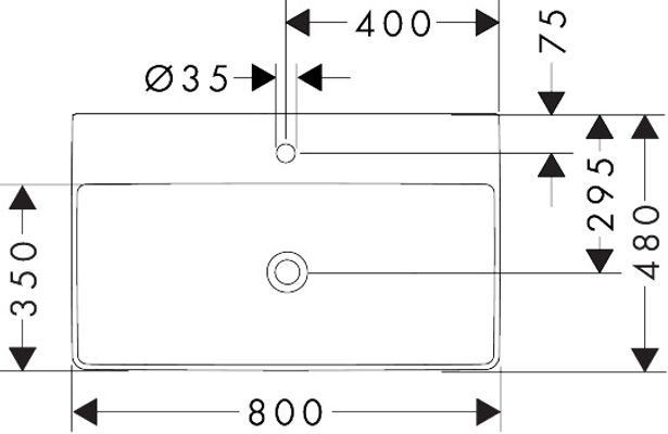 Hansgrohe Aufsatzwaschtisch ge Xelu Q 800 x 480 mm mit Hahnloch ohne Überlauf SmartClean weiss, 130 x 480 mm, Farbe weiß Bild 5
