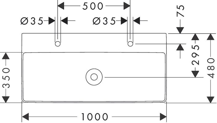 Hansgrohe Waschtisch Xelu Q 1000 x 480 mm mit 2 Hahnlöcher ohne Überlauf SmartClean we, 130 x 480 mm, Farbe weiß Bild 6