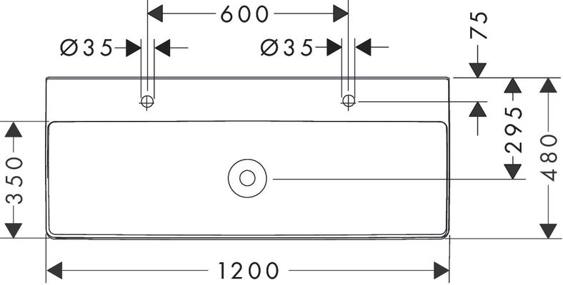 Hansgrohe Doppelwaschtisc.Xelu Q 1200 x 480 mm 2 Hahnlöcher ohne Überlauf SmartClean weiss, 130 x 480 mm, Farbe weiß Bild 30