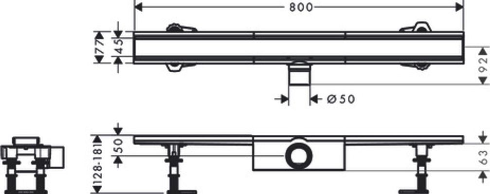 Hansgrohe Komplettset RainDrain Compact 800 mm, für Standardinstallation BST, 181 x 800 x 77 mm Bild 20
