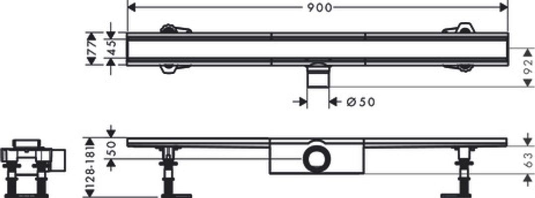 Hansgrohe Komplettset RainDrain Compact 900 mm, für Standardinstallation BST, 181 x 900 x 77 mm Bild 9