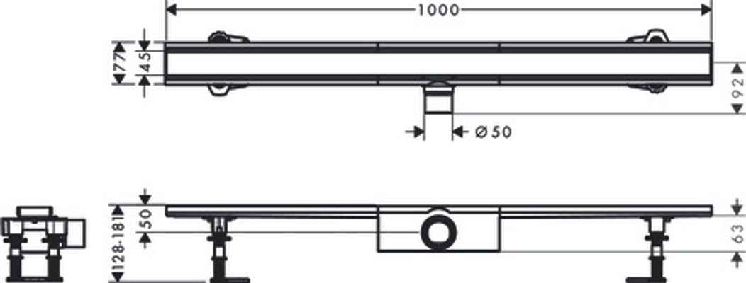 Hansgrohe Komplettset RainDrain Compact 1000 mm, für Standardinstallation BST, 181 x 1000 x 77 mm Bild 9