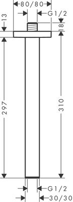 Hansgrohe Deckenanschluss E 300 mm, 80 mm, Farbe chrom Bild 3