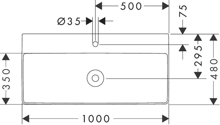 Hansgrohe Waschtisch Xelu Q 1000 x 480 mm mit Hahnl.ohn.Überlauf, SmartClean weiss, 130 x 480 mm, Farbe weiß Bild 6