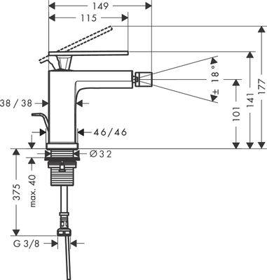 Hansgrohe Bidetmischer Tecturis E, mit Zugstangen-Ablaufgarnitur MW, Farbe weiß Bild 4