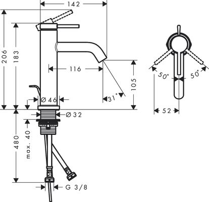 Hansgrohe WTM 110 Tecturis S, mit Zugstangen-Ablaufgarnitur BBR, Farbe bronze Bild 8
