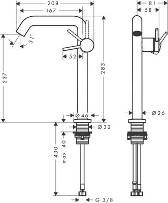Hansgrohe WTM 240 Tecturis S Fine CoolStart, mit Push-Open Ablaufgarnitur BBR, Farbe bronze Bild 6